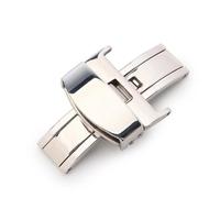 PSDFJAD ZHGUIMING Stainless Steel Solid Double Pull Button Fold Watch Buckle Butterfly Deployment Clasp Watch Strap 12/14/16/18/20/22/24mm Newest(Silver,20mm)