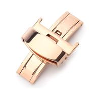PSDFJAD ZHGUIMING Stainless Steel Solid Double Pull Button Fold Watch Buckle Butterfly Deployment Clasp Watch Strap 12/14/16/18/20/22/24mm Newest(Rose Gold,20mm)