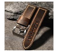PSDFJAD ZHGUIMING Watch Strap Handmade High-end Genuine Leather Strap 20 22 23 24 26MM Vintage, Suitable for PAM Genuine Leather(Silver buckle,26mm)