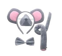 Psdndeww 1/4/5Pcs Costume For Kids-Mouse Ears Headband Tail Bowtie Tail Nose Gloves Tutu Skirt Animal Cosplay Accessories Halloween Cosplay Costume Men Women