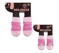 Psdndeww 2Pairs Dog Socks Dogs Socks Paw Protector with Cartoon Pattern for Outdoor Knitted Cartoon Socks for Puppy