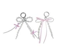Psdndeww 2pcs Beautiful Hanging Decorations Cute Ribbon Beads Bowknot Keychain Pendant Key Ring Decoration Bag Hanging Origination