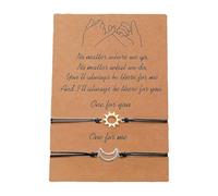 [Psdndeww] 2pcs Simple Sun and Moon Bracelets for Couples Featuring Hypoallergenic Material for Comfortable Wear