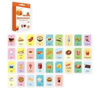 Psdndeww 33pcs Bahasa Indonesia English Bilingual Flashcards for Kids Animal Vocabulary Learning Great for Home and School Use Educational Flashcards for Kids