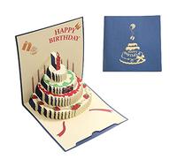 Psdndeww 3D Birthday Cake Pop-Up Greeting Card For Girl Kid Wife Husband Happy-Birthday Cards Postcards For All Occasion Gift 3d Pop-up Cards