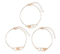 [Psdndeww] 3xMatching Heart Long Distance Bracelet Card Promise Relationship Bracelet Matching Distance for Sisters Friends Family