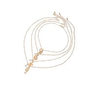 Psdndeww 4Pcs Minimalist Coastal Jewelry Set Adjustable Length Clavicle Chain Sea Tortoise Seahorse Pendant Necklace Design Layering Themed Jewelry