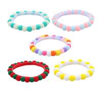 Psdndeww 5pcs Festival Pet Collars with Pompoms Colorful Breathable Furry Birthday Collar for Cats and Dogs