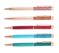 Psdndeww 5Pcs Sequins Drift Sand Ballpoint Pens Refillable Metal Pens 1.0MM Tip for Daily Writing and Note Taking