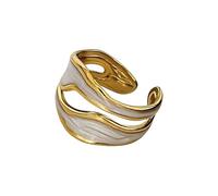 [Psdndeww] A modern open ring introducing the crease design and hollow craft with white drip oil suitable for date