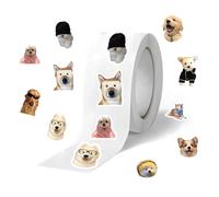 Psdndeww Adhesive Sticker Roll With Lovely Dog Faces Handmade Journaling Supply Decorative Art Tape For Crafting And School Use Dog Stickers Roll