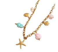 Psdndeww Adjustable Stainless Steel Chain Necklace Pendant Beach Neck Jewelry Suitable for Women and Girls Stackable Fish Pendant