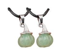 Psdndeww Adjustable Unisex Halloween Necklace Pumpkin Witch Hat Pendant & Natural Agate Stone On Black Cord Jewelry Halloween Party Jewelry Gift