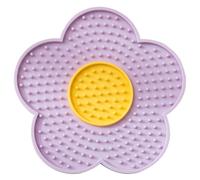Psdndeww Cats Lick Pad with Suctions Cup Slow Feeders Licking Mat Flower Shape Silicone Pad with Suctions Cup Dog Licking Mat Silicone