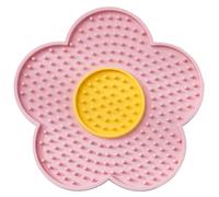 Psdndeww Cats Lick Pad with Suctions Cup Slow Feeders Licking Mat Flower Shape Silicone Pad with Suctions Cup Dog Licking Mat Silicone