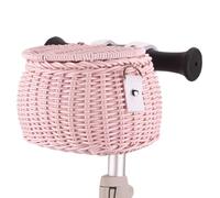 Psdndeww Childrens Bicycles Front Basket Wovens Bikes Baskets With Belt And Lid Handlebars Storage Container Kid Bicycles Wicker Basket For Cyclings