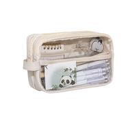 Psdndeww Clear Zippered Writing Organizers with Dedicated Slots High Capacity PU Pencil Bag for Students Workers Gift Student Friendly Pencil Carriers