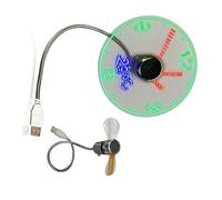 Psdndeww Clock Fan Time Temperature Display Metal Small USB Power LED Flexible Neck LED For Laptop PC USB Clock Fan