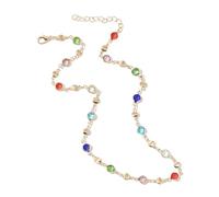 Psdndeww Colorful Glass Necklace Women Metal Collagen Bone Chain Party Jewelry Fashion Body Jewelry Metal Texture
