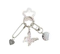 Psdndeww Colourful Butterfly Heart Key Holder Alloy Keyring Star Bag Pendant Trendy Jewellery Accessories for Dating and Casual Use