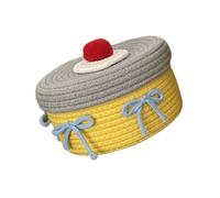 Psdndeww Cotton Rope Desktop Organiser Basket with Lid Hand-Woven for Storage of Stationery and Cosmetic Bedroom Solutions