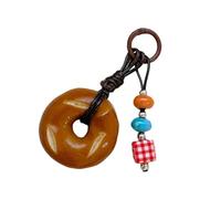 [Psdndeww] Creative Chocolate Pretzel Pan Wallet Ornament Bag Pendant Purse Backpack Decoration for Daily Use and Unique Gift Handmade Bagel Keychain, As described