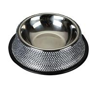 Psdndeww Dog Bowls with Rhinestones Stainless Steel Dog Food and Water Bowls Non-Skid Rubber Base Sparkling Feeding Supplies