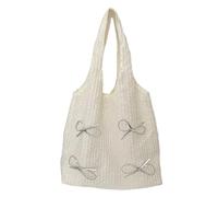 [Psdndeww] Dot Bow Embellished Casual Shoulder Bag Lightweight Polyester Underarm Bag Casual Handbag for Women
