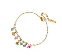 Psdndeww Elegant Floral Pattern Stainless Steel Bracelet Adjustable Length For Daily Wear Chain Bracelet, one size, As described