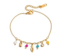 Psdndeww Elegant Floral Pattern Stainless Steel Bracelet Adjustable Length For Daily Wear Chain Bracelet, one size, As described