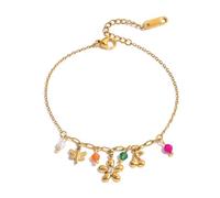 Psdndeww Elegant Floral Pattern Stainless Steel Bracelet Adjustable Length For Daily Wear Chain Bracelet, one size, As described