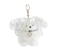 Psdndeww Elegant Rabbit Keychain Accessory Trendy Rabbit Bag Hanging Accessory with White Bow Knot and Heart Details