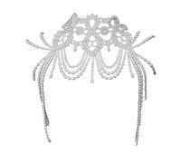 [Psdndeww] Elegant Women Shawl Multilayer Beaded Shoulder Chain Tassel Necklace Banquet Dress Bridal Accessories Event