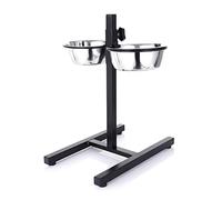 Psdndeww Elevated Dog Bowls Adjustable Height Pet Feeding Dish Stainless Steel Foldable Food Water Feeder