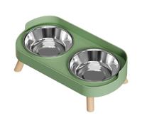 Psdndeww Ergonomic Dog Bowls with Double Bowl Splash Proof Dish for Healthy Eating Bright Colour Bowl Dishwasher Safe Stainless Steel Pet
