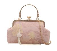 [Psdndeww] Exquisite Chain Shoulder Bag Unique Embroidery Detail Lightweight Practical Crossbody Bag Night Occasion Chinese Embroidered Wallet, a
