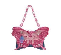 [Psdndeww] Fairycore Butterfly Acrylic Chain Crossbody Bag Aesthetics Denim Arm Shoulder Bag Purse Wallet for Women