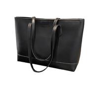 [Psdndeww] Fashion handbags PU leather shoulder bag suitable for work meeting and shopping with enough space for your belongings, Black