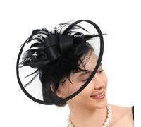 [Psdndeww] Feathered Mesh Flower Flower Shaped Tea Party Headwear Classic Pill Box Hat Pill Box with Event Pill Box Ware Net for Women