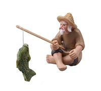 Psdndeww Fishtank Resin Decoration Aquariums Realistic Fisherman Landscapes Figurine Fishing Man Shelter House Ornament Landscape