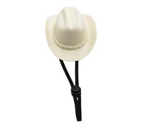 Psdndeww Halloween Pet Costume Hat for Dog Cats Elegant Fedoras Hat Headwear Pet Birthday Supply Dog Hat with Pearls Chain