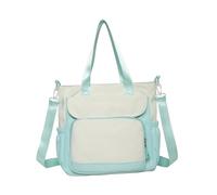 [Psdndeww] Japanese Contrast Color Nylon Handbag Large Capacity Shoulder School Bag Crossbody Bag with Multiple Pockets Top Handle, Style1