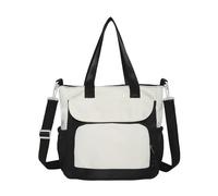[Psdndeww] Japanese Contrast Color Nylon Handbag Large Capacity Shoulder School Bag Crossbody Bag with Multiple Pockets Top Handle, style2