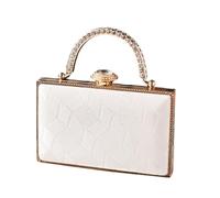 [Psdndeww] Luxurious rhinestone studded wdding party gowns and handbags for special occasions evening bag casual shoulder wallet, white