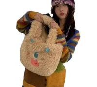 Psdndeww Luxury Shoulder Bag Large Capacity AM Bottom Bag Cartoon Shoulder Bag Handbag Autumn Winter Shopping Bag, Khaki