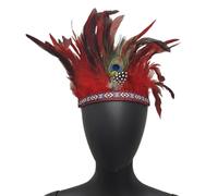 [Psdndeww] Mardi Gras Costume Headband Party Festival Supply Feather Headband Indian Hair Herb Roll Play Headdress for Carnival