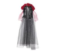 [Psdndeww] Mexican Flower Headband Rose Floral Crown Veils Day Dead Days Headpiece Halloween Sugar Skull Party Scallop Rose Floral Crown Veil