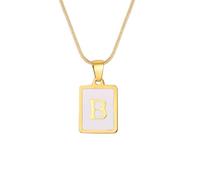 [Psdndeww] Modern Style Letter Necklace Stainless Steel Texture Pendant White Square Card Jewelry Charm for Fashion Lovers, フリーサイズ