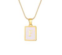 [Psdndeww] Modern Style Letter Necklace Stainless Steel Texture Pendant White Square Card Jewelry Charm for Fashion Lovers, フリーサイズ
