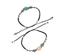 [Psdndeww] Natural Sea Turtle Stretch Bracelet Elastic Turquoise Stone Elastic Bracelet Lucky Accessory for Men Women